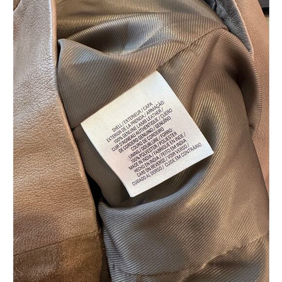 Elie Tahari Brown Genuine Lamb Leather Full-zip Jacket LARGE - Picture 7 of 7